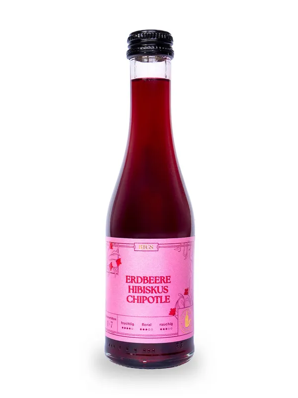 BTGS Erdbeere Hibiskus Chipotle – Flasche mit Etikett