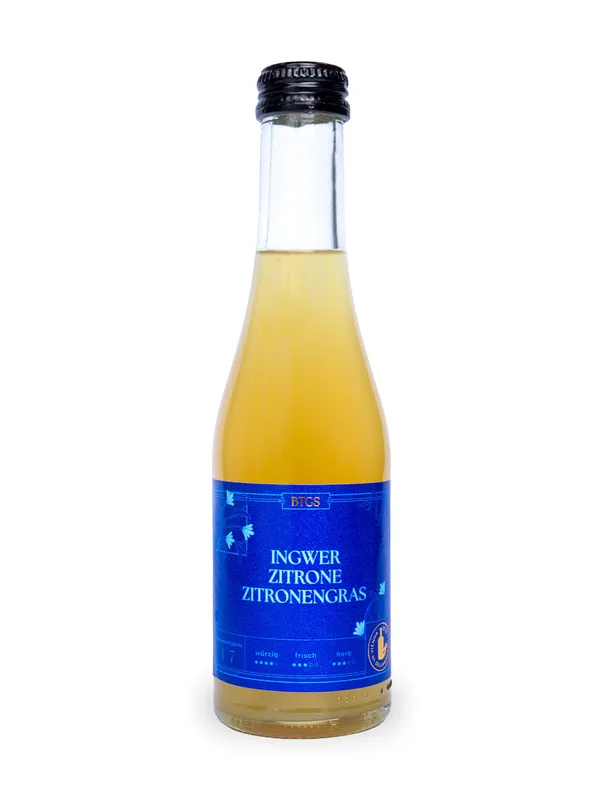BTGS Ingwer Zitrone Zitronengras – Flasche mit Etikett
