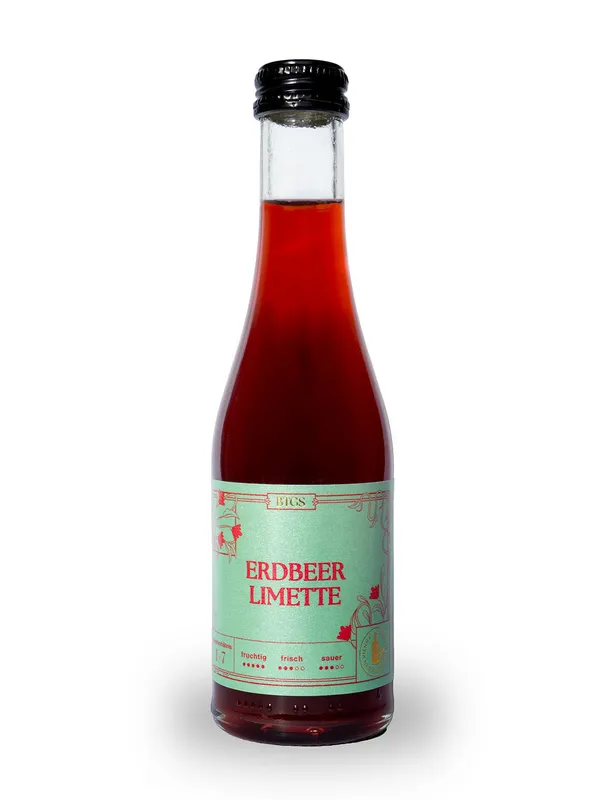 BTGS Erdbeere Limette – Flasche mit Etikett
