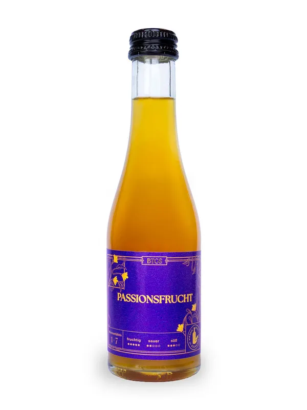 BTGS Passionsfrucht – Flasche mit Etikett